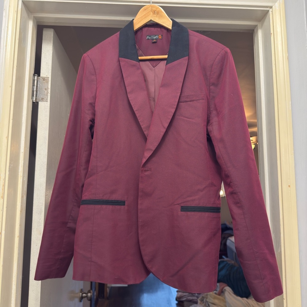 Guess Maroon Blazer with Black Trim